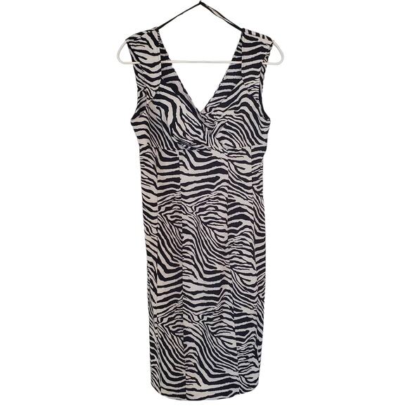 Snap Zebra Midi Sheath Dress Size 11 - Picture 1 of 9